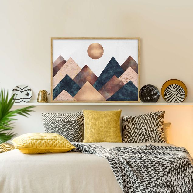 Wandbilder Berge Geometrische Berge Bronze