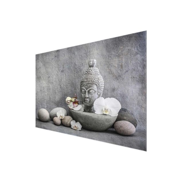 Wandbilder Spirituell Zen Buddha, Orchideen und Steine