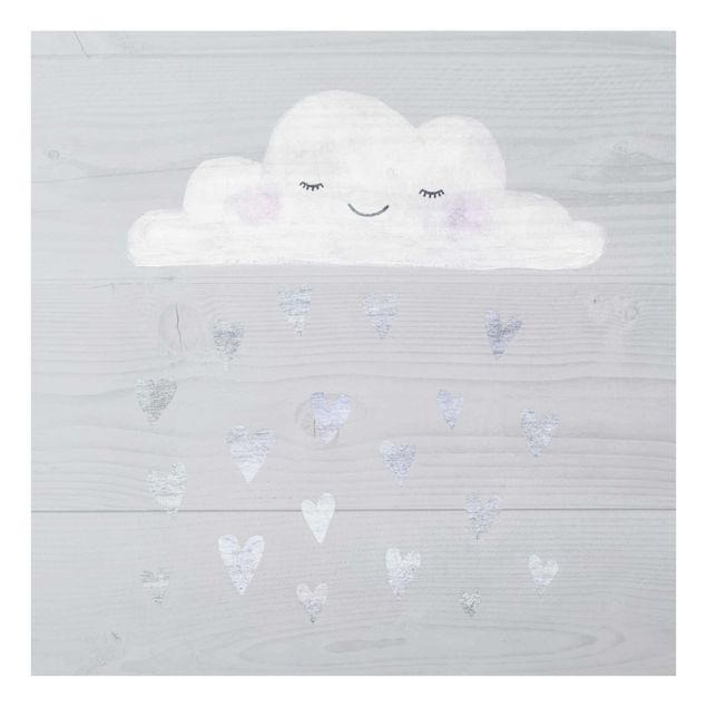 Wandbilder Wolke mit silbernen Herzen