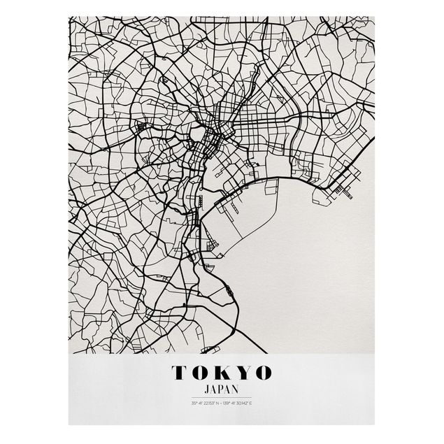 Leinwand mit Spruch Stadtplan Tokyo - Klassik