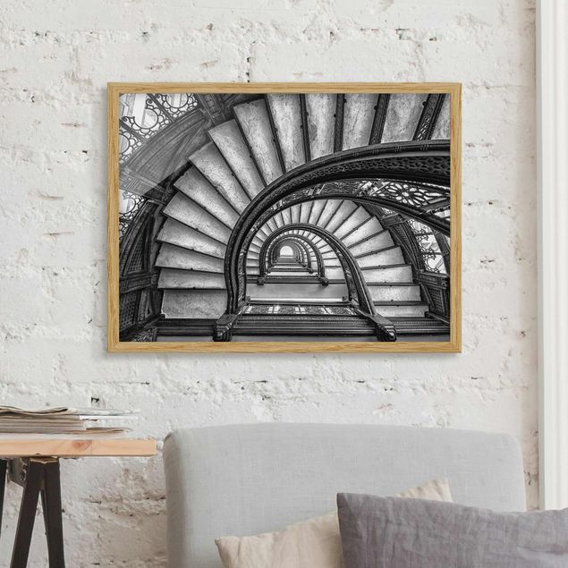 schwarz-weiß Bilder mit Rahmen Chicagoer Treppenhaus