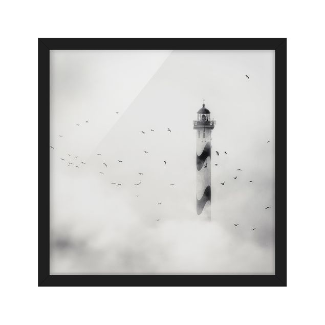 Wandbilder Strände Leuchtturm im Nebel