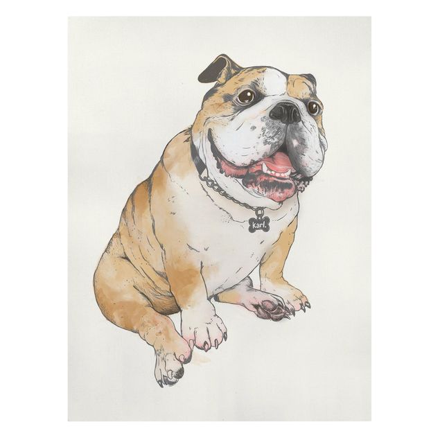 Leinwand Kunst Illustration Hund Bulldogge Malerei