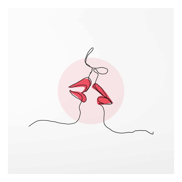 abstrakte Glasbilder Lippen Kuss Line Art