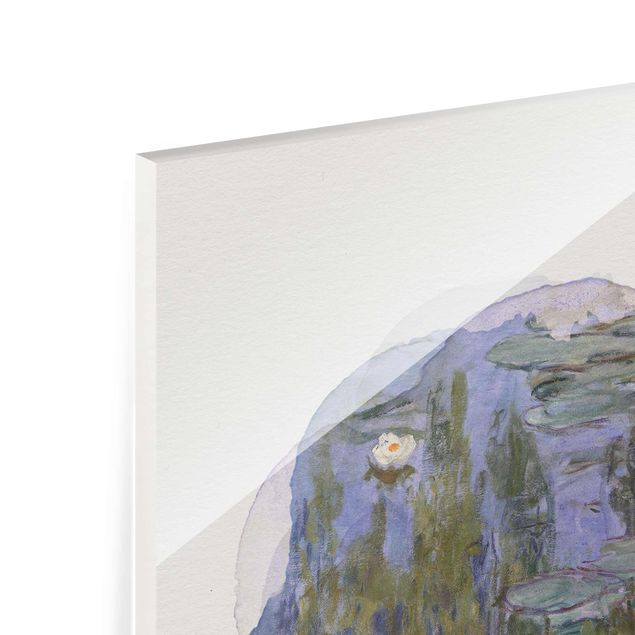 Glasbilder Blumen Wasserfarben - Claude Monet - Seerosen (Nympheas)