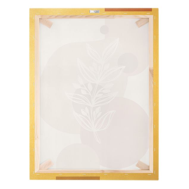 Leinwandbild Gold - Geometrische Formen - Blätter Pink Gold - Hochformat 4:3