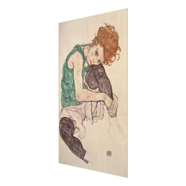 Wandbilder Portrait Egon Schiele - Sitzende Frau mit hochgezogenem Knie