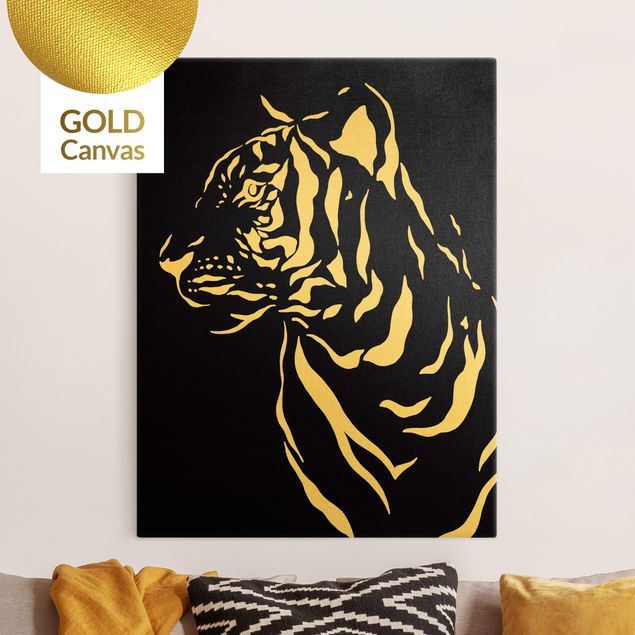 Wandbilder Tiger Safari Tiere - Portrait Tiger Schwarz