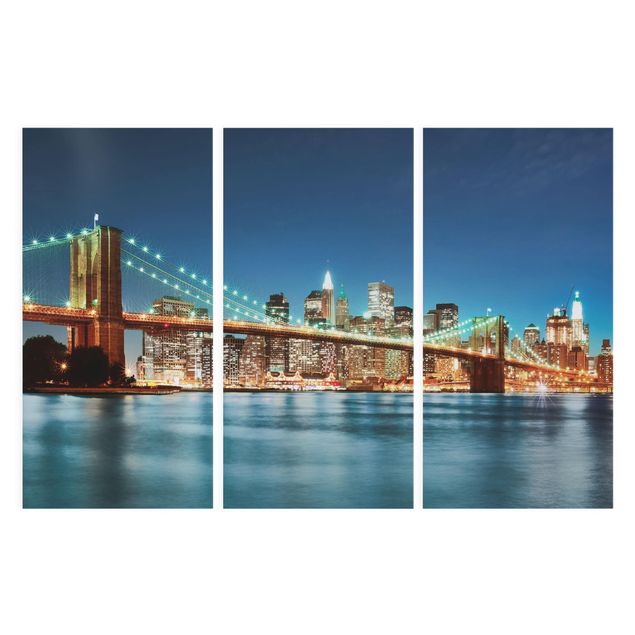 Wandbilder 3D Nighttime Manhattan Bridge