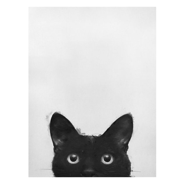 Kunstdrucke auf Leinwand Illustration Schwarze Katze auf Weiß Malerei