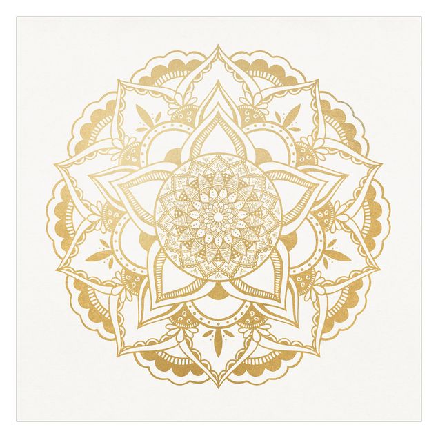 Fototapete Mandala Blume gold weiß