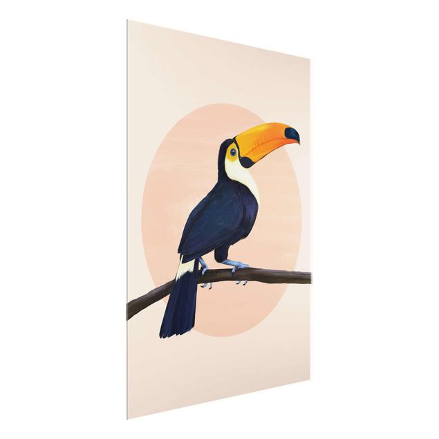 Wandbilder Kunstdrucke Illustration Vogel Tukan Malerei Pastell