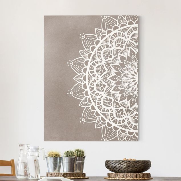 Wanddeko Küche Mandala Illustration shabby weiß beige
