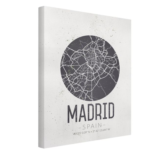Wandbilder Weltkarten Stadtplan Madrid - Retro