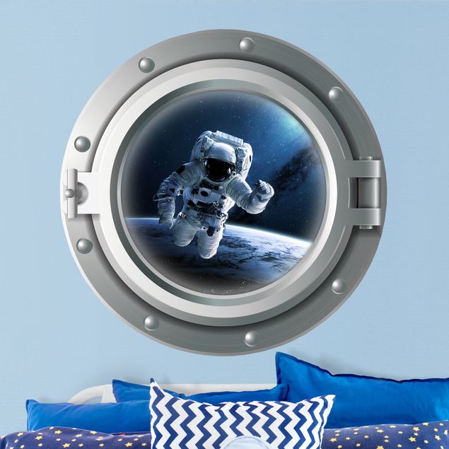 Kinderzimmer Deko 3D Bullauge - Astronaut im Weltall