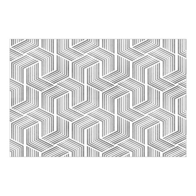 Fototapeten Grau 3D Muster mit Streifen in Silber