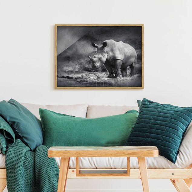 abstrakte Bilder mit Rahmen Lonesome Rhinoceros