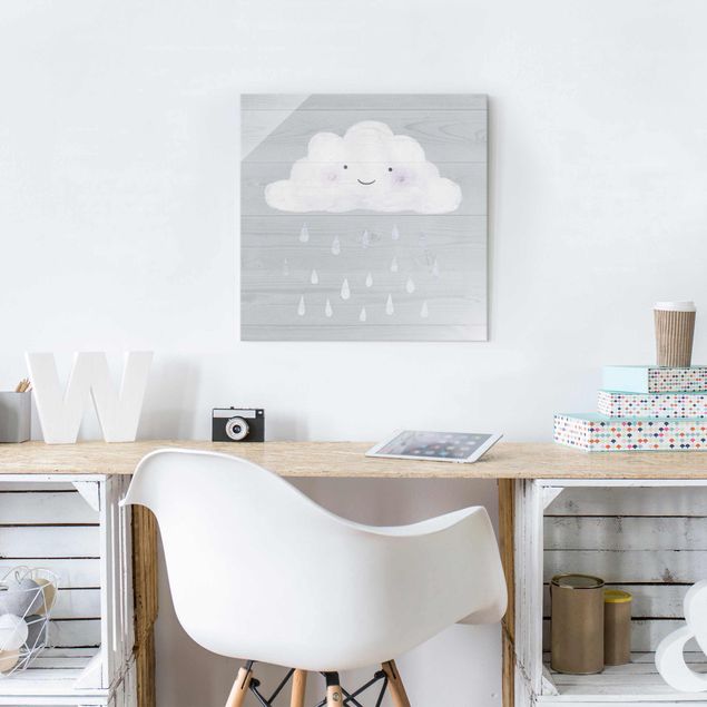 Wandbilder Modern Wolke mit silbernen Regentropfen