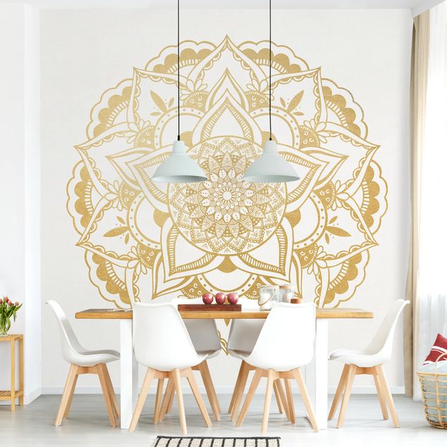 Küche Dekoration Mandala Blume gold weiß