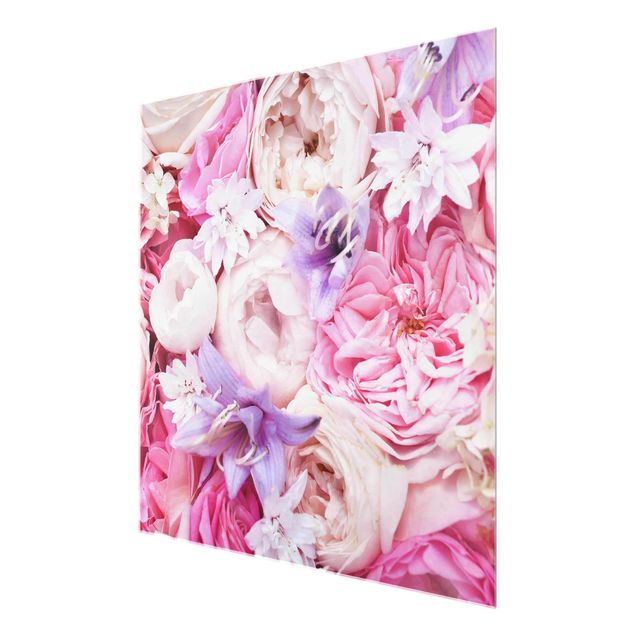 Wandbilder Blumen Shabby Rosen mit Glockenblumen