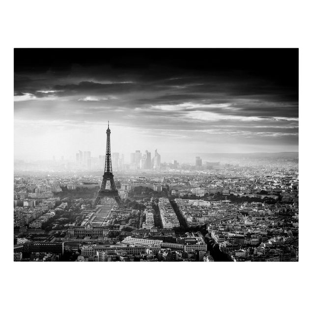 Leinwandbilder Städte Der Eiffelturm von Oben Schwarz-weiß