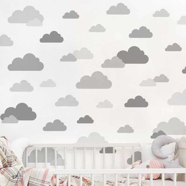 Kinderzimmer Deko 40 Wolken Grau Set