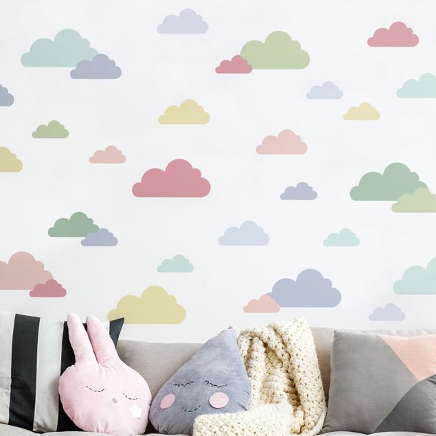 Kinderzimmer Deko 40 Wolken Pastell Set