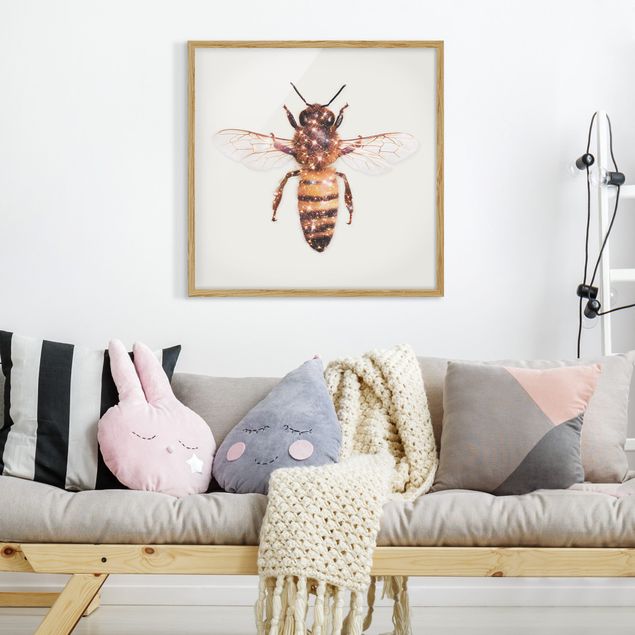 Tierbilder mit Rahmen Biene mit Glitzer