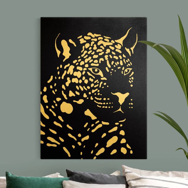 Wandbilder Tiere Safari Tiere - Portrait Leopard Schwarz