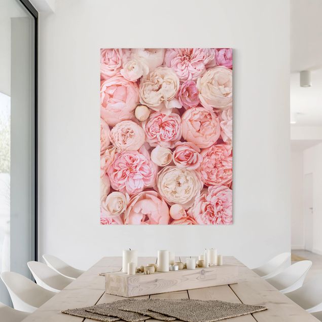 Rosen Bilder auf Leinwand Rosen Rosé Koralle Shabby