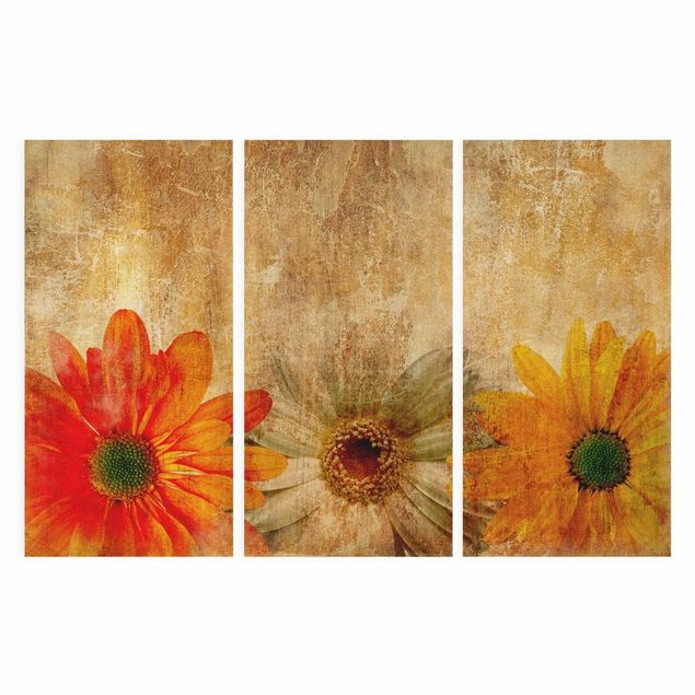 Wandbilder Orange Vintage Flowermix