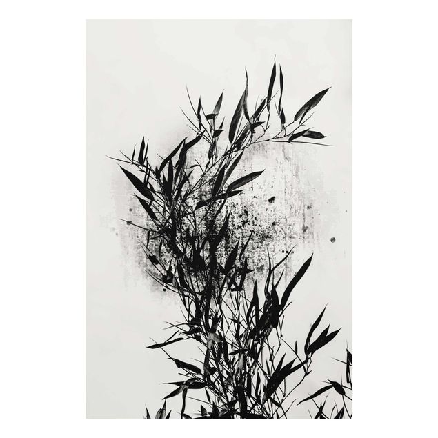 Glasbilder Blumen Grafische Pflanzenwelt - Schwarzer Bambus