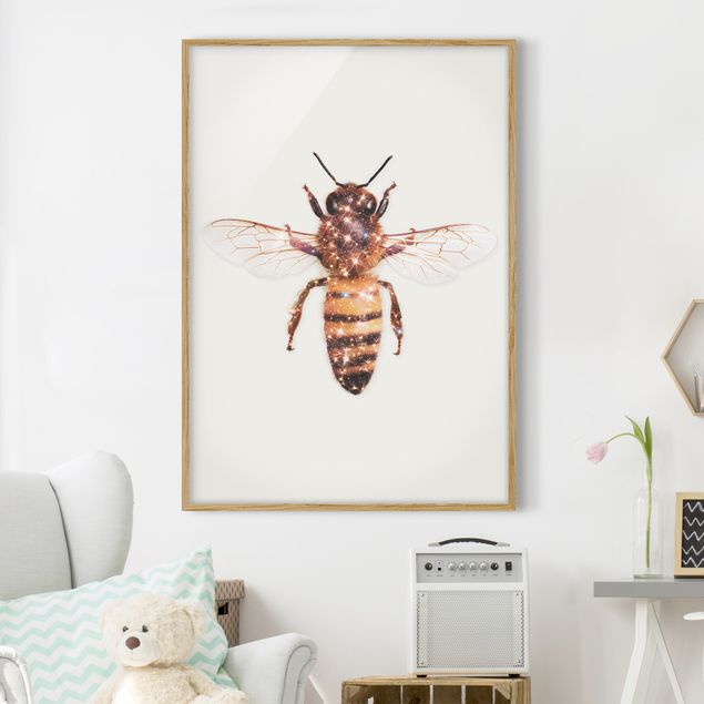 Wanddeko Küche Biene mit Glitzer