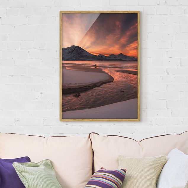 Strandbilder mit Rahmen Goldener Sonnenuntergang