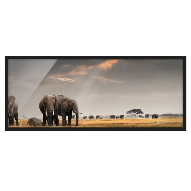 Landschaftsbilder mit Rahmen Elefanten der Savanne