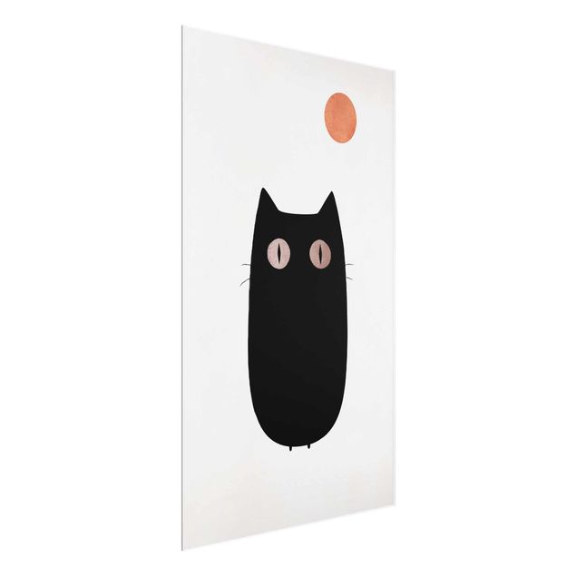 Glasbilder Tiere Schwarze Katze Illustration