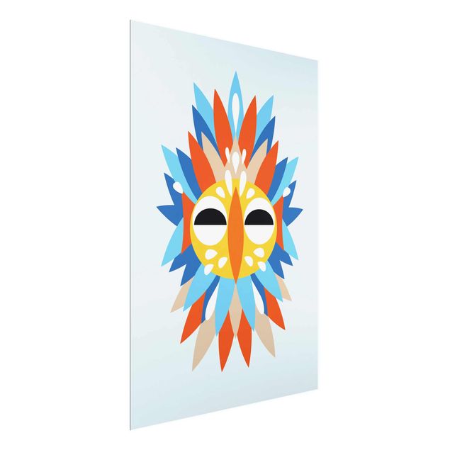 Wandbilder Kunstdrucke Collage Ethno Maske - Papagei