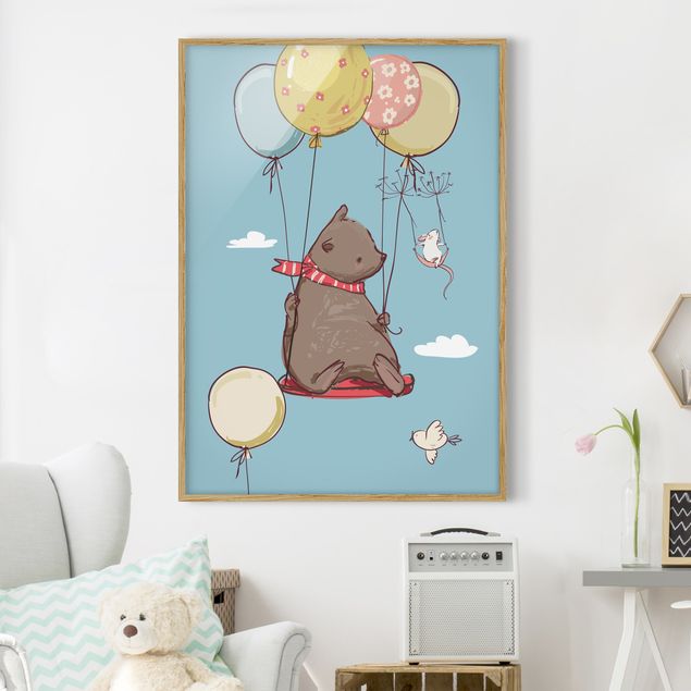 Wandbilder Bären Bär und Maus fliegen