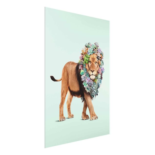 Wandbilder Löwen Löwe mit Sukkulenten