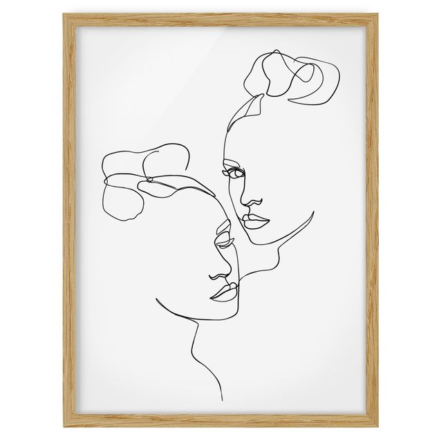 Wandbilder Kunstdrucke Line Art Gesichter Frauen Schwarz Weiß