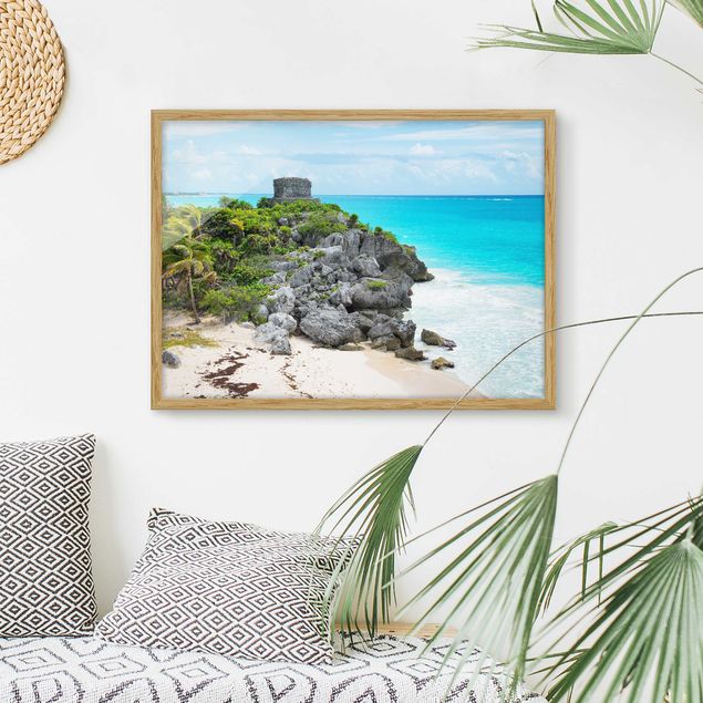 Strandbilder mit Rahmen Karibikküste Tulum Ruinen