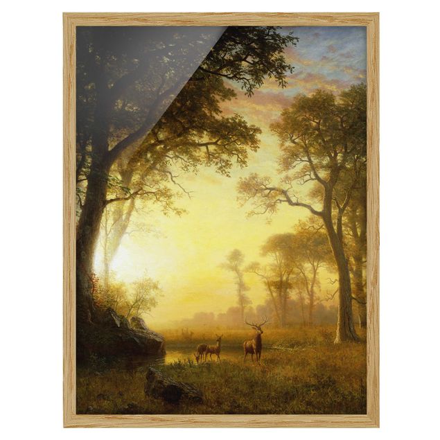 Wandbilder Bäume Albert Bierstadt - Sonnenbeschienene Lichtung