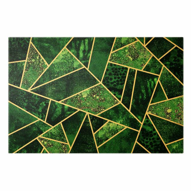 Wandbilder Grün Dunkler Smaragd mit Gold