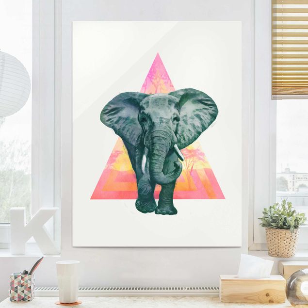 Wandbilder Illustration Elefant vor Dreieck Malerei