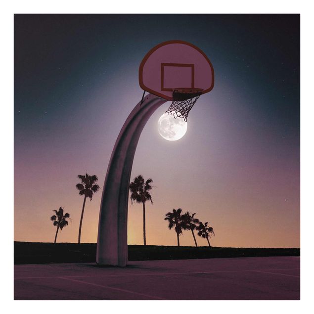 Wandbilder Schwarz Basketball mit Mond