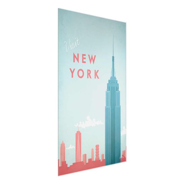 Glasbild Skyline Reiseposter - New York