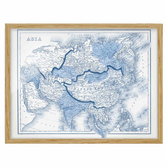 Wandbilder Weltkarten Karte in Blautönen - Asien