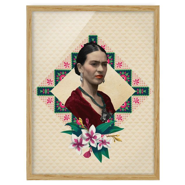 Wandbilder Modern Frida Kahlo - Blumen und Geometrie