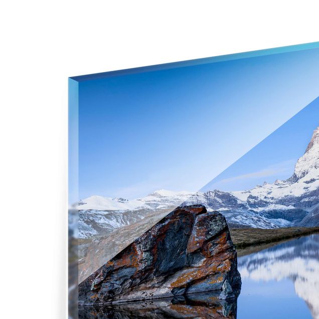 Glasbilder Städte Stellisee vor dem Matterhorn