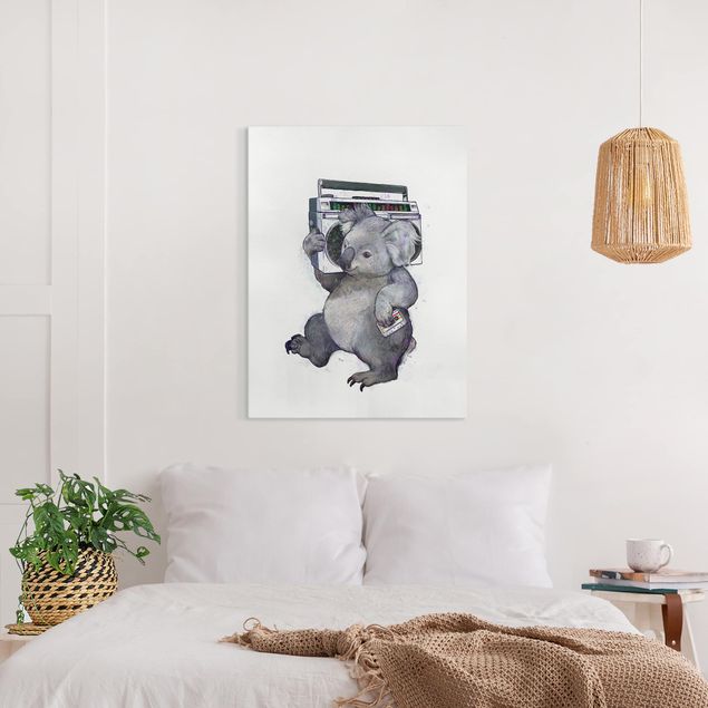 Küche Dekoration Illustration Koala mit Radio Malerei